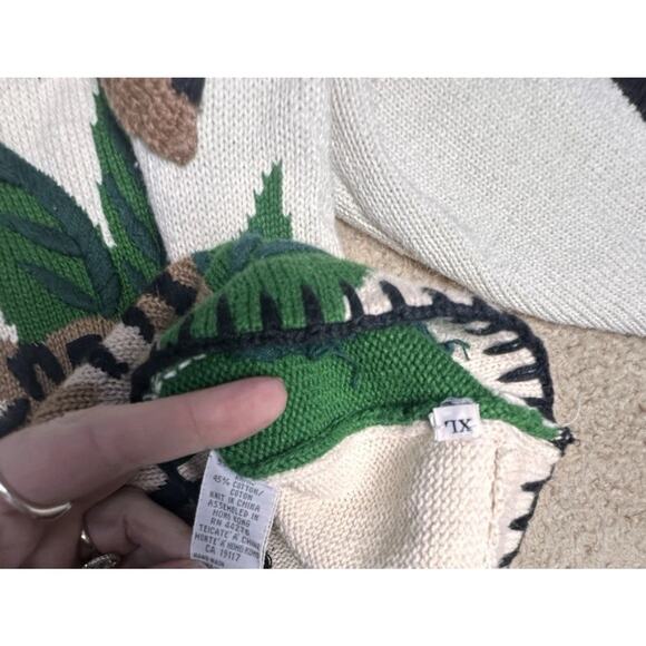 Vtg 90’s Marisa Christina Safari Animals Sweater Women XL Giraffe Zoo Elephant - Picture 10 of 16